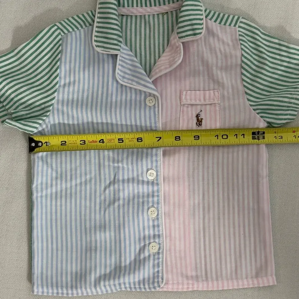 Ralph Lauren Twill Fun Color block Sleep Set size 3-4